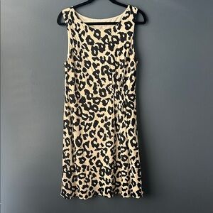 LOFT Women’s sleeveless dress Black Cream Animal Print Mini Dress size large